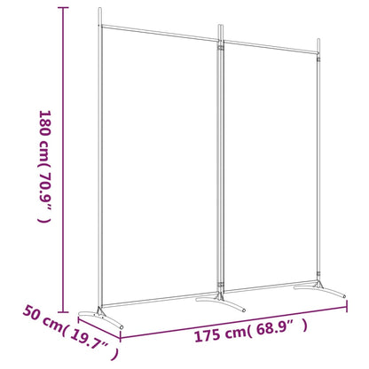 vidaXL 2-Panel Room Divider Black 175x180 cm Fabric