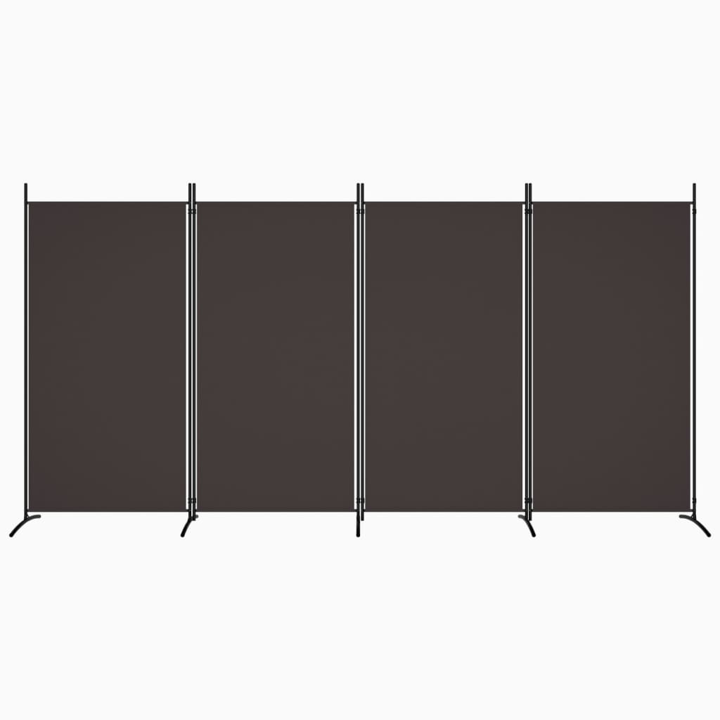 vidaXL 4-Panel Room Divider Brown 346x180 cm Fabric