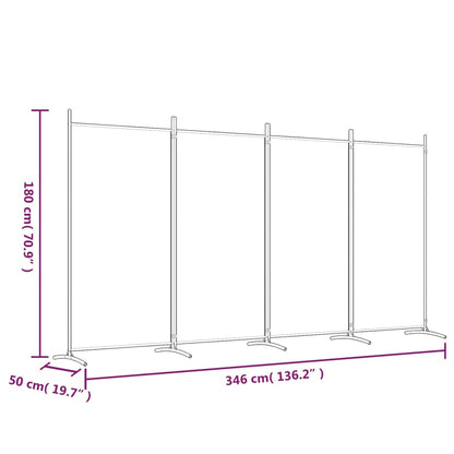 vidaXL 4-Panel Room Divider Brown 346x180 cm Fabric