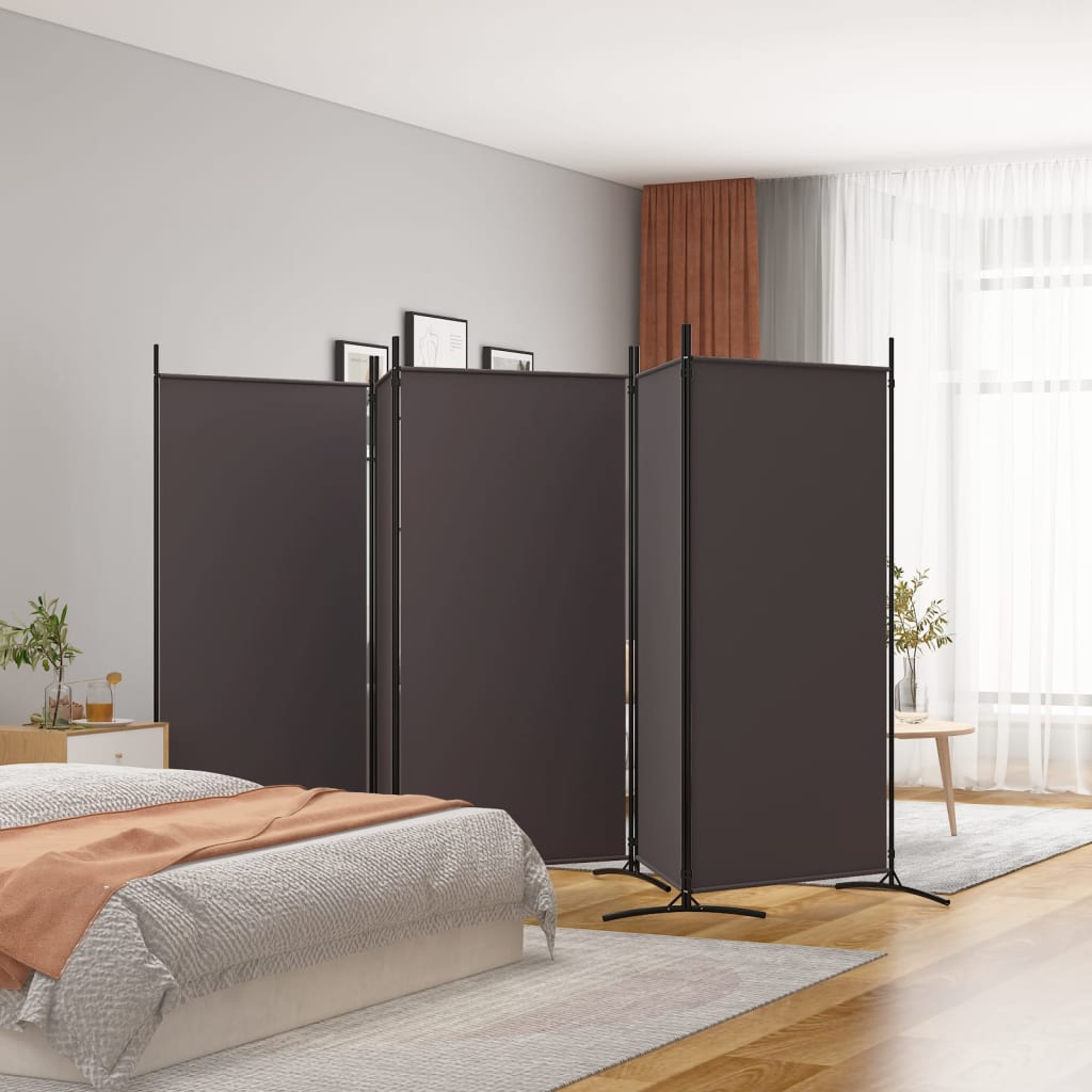 vidaXL 5-Panel Room Divider Brown 433x180 cm Fabric