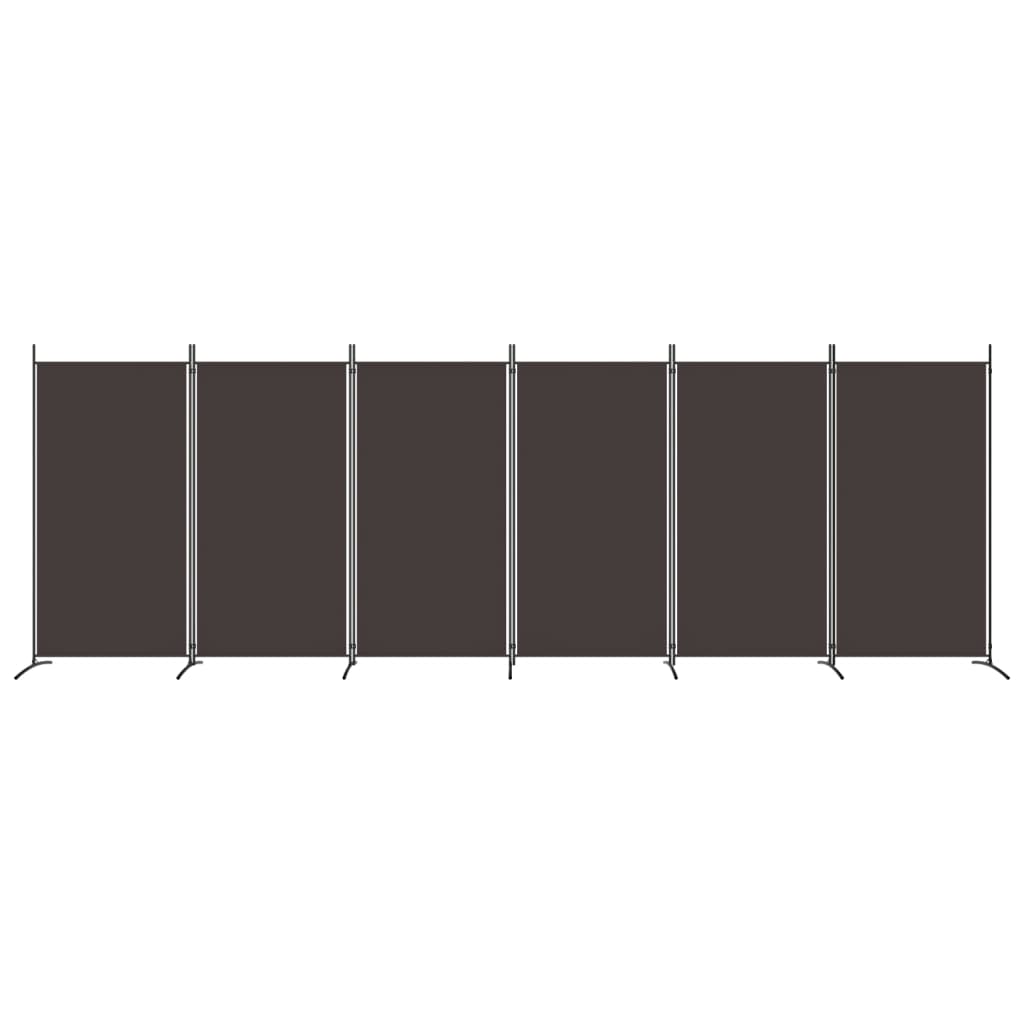 vidaXL 6-Panel Room Divider Brown 520x180 cm Fabric