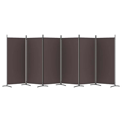 vidaXL 6-Panel Room Divider Brown 520x180 cm Fabric
