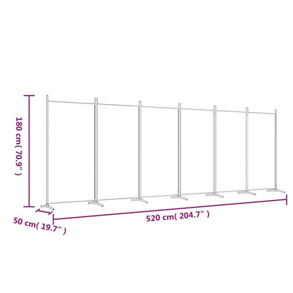 vidaXL 6-Panel Room Divider Brown 520x180 cm Fabric