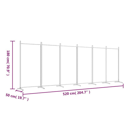 vidaXL 6-Panel Room Divider Brown 520x180 cm Fabric