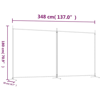 vidaXL 2-Panel Room Divider Brown 348x180 cm Fabric