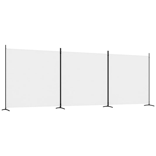 vidaXL 3-Panel Room Divider White 525x180 cm Fabric