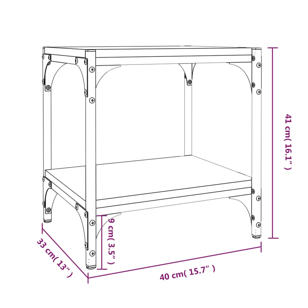 vidaXL TV Cabinet Black 40x33x41 cm Engineered Wood and Steel