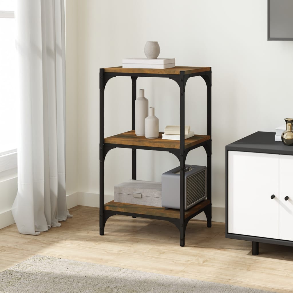 vidaXL Book Cabinet Smoked Oak 40x33x70,5 cm Engineered Wood and Steel