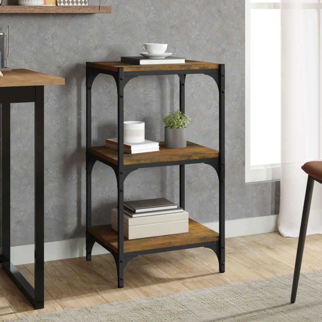 vidaXL Book Cabinet Smoked Oak 40x33x70,5 cm Engineered Wood and Steel