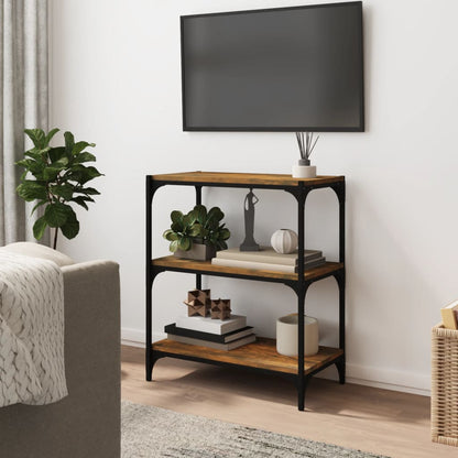vidaXL Book Cabinet Smoked Oak 60x33x70,5 cm Engineered Wood and Steel