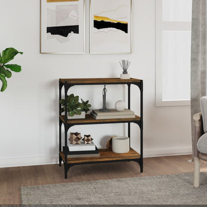vidaXL Book Cabinet Smoked Oak 60x33x70,5 cm Engineered Wood and Steel