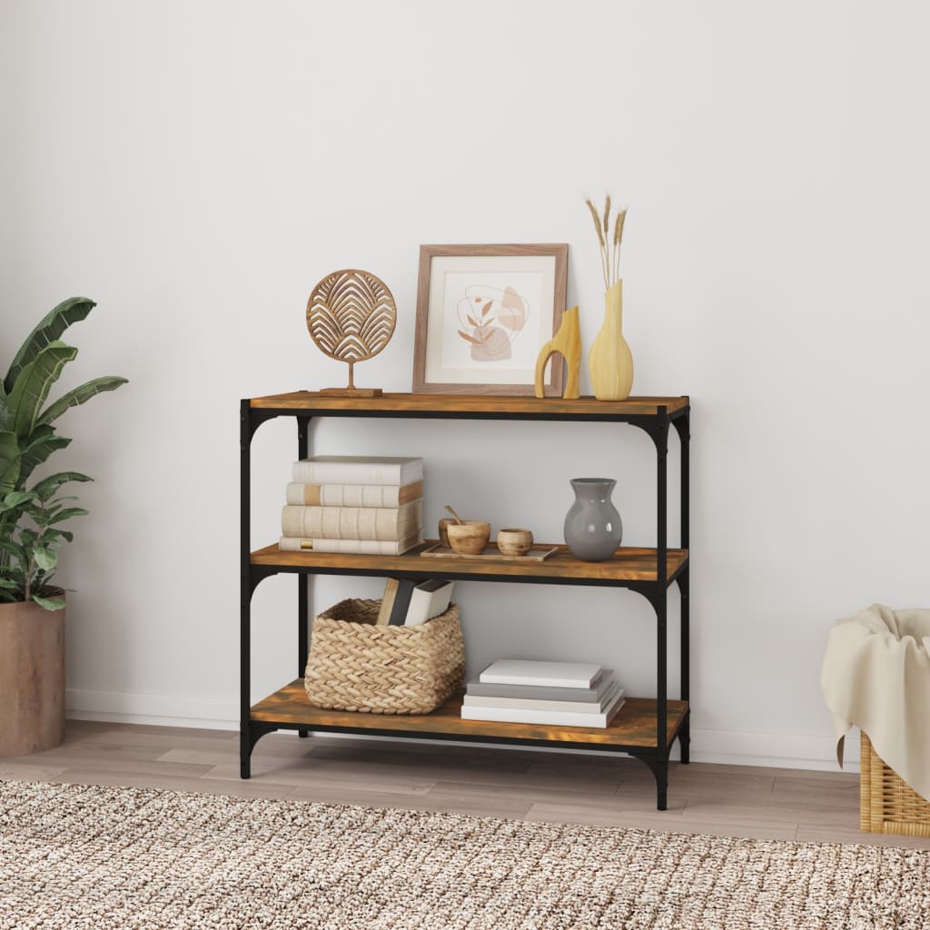 vidaXL Book Cabinet Smoked Oak 80x33x70,5 cm Engineered Wood and Steel