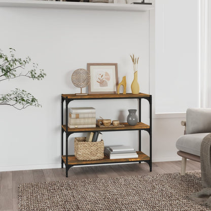 vidaXL Book Cabinet Smoked Oak 80x33x70,5 cm Engineered Wood and Steel
