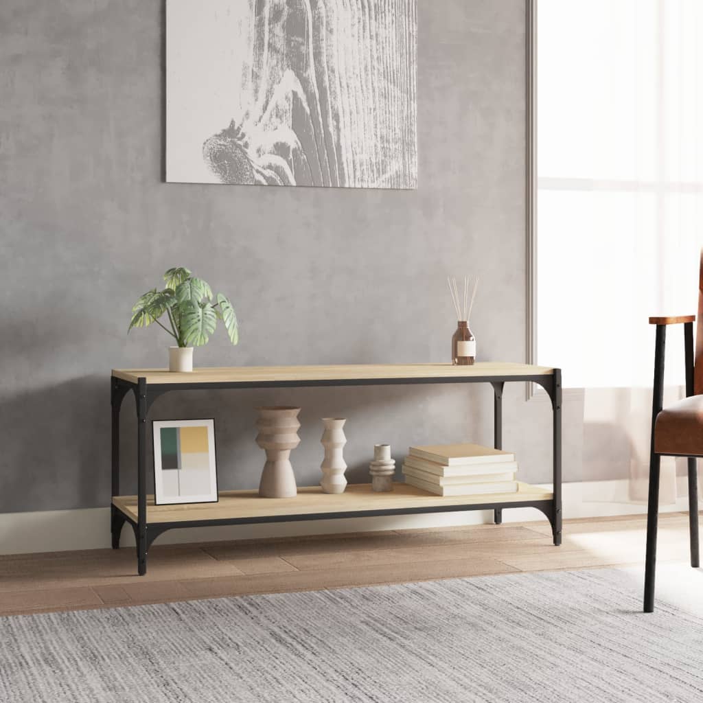 vidaXL TV Cabinet Sonoma Oak 100x33x41 cm Engineered Wood and Steel