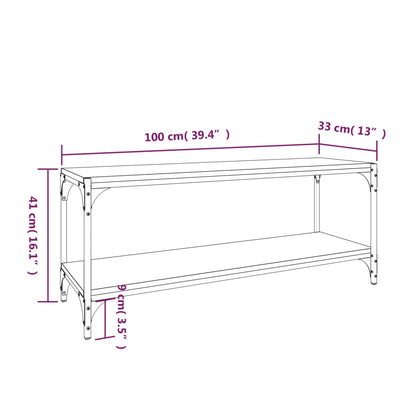 vidaXL TV Cabinet Sonoma Oak 100x33x41 cm Engineered Wood and Steel