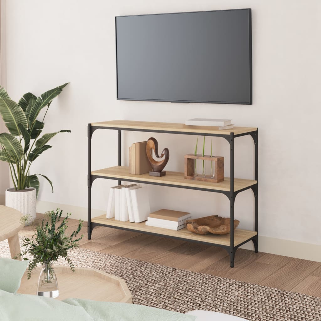 vidaXL Book Cabinet Sonoma Oak 100x33x70.5 cm Engineered Wood and Steel