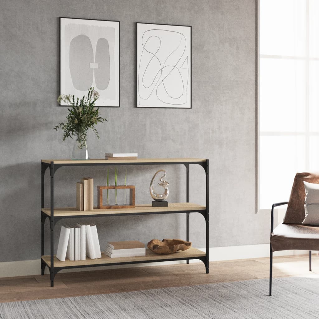 vidaXL Book Cabinet Sonoma Oak 100x33x70.5cm Engineered Wood and Steel