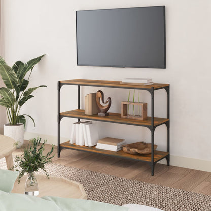 vidaXL Book Cabinet Smoked Oak 100x33x70.5cm Engineered Wood and Steel