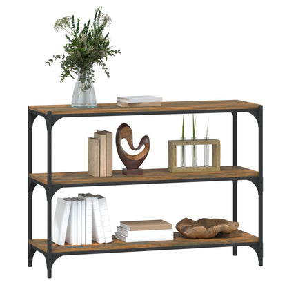 vidaXL Book Cabinet Smoked Oak 100x33x70.5cm Engineered Wood and Steel
