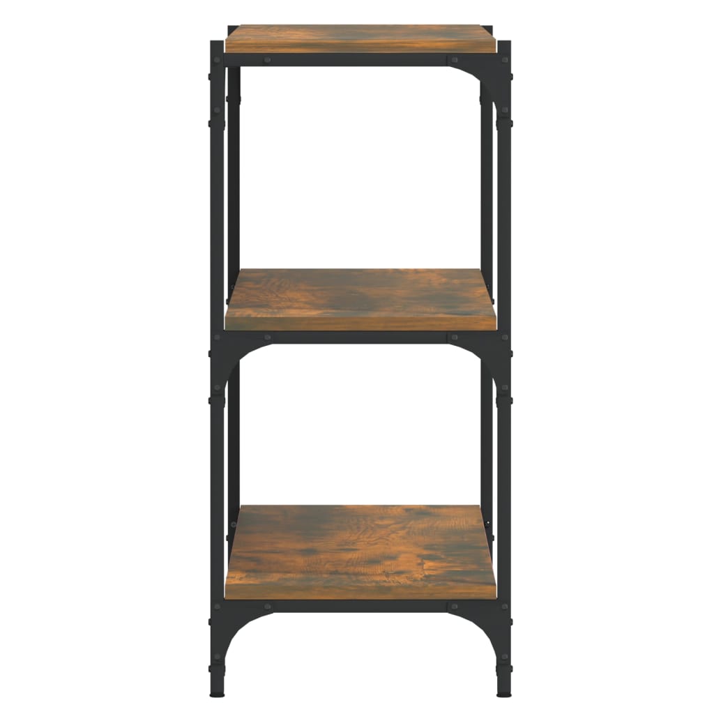 vidaXL Book Cabinet Smoked Oak 100x33x70.5cm Engineered Wood and Steel