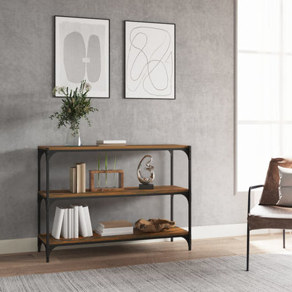 vidaXL Book Cabinet Smoked Oak 100x33x70.5cm Engineered Wood and Steel