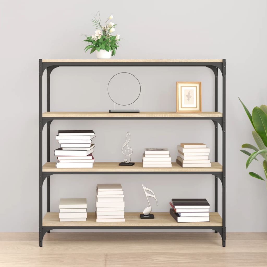 vidaXL Book Cabinet Sonoma Oak 100x33x100 cm Engineered Wood and Steel
