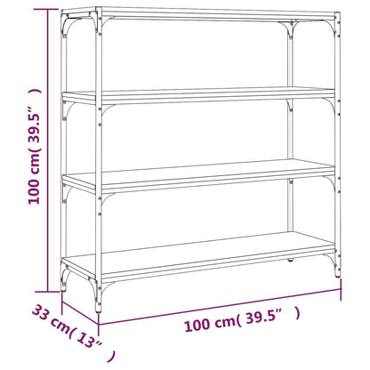vidaXL Book Cabinet Sonoma Oak 100x33x100 cm Engineered Wood and Steel