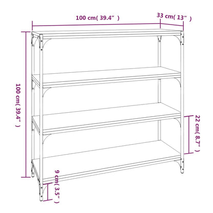 vidaXL Book Cabinet Smoked Oak 100x33x100 cm Engineered Wood and Steel