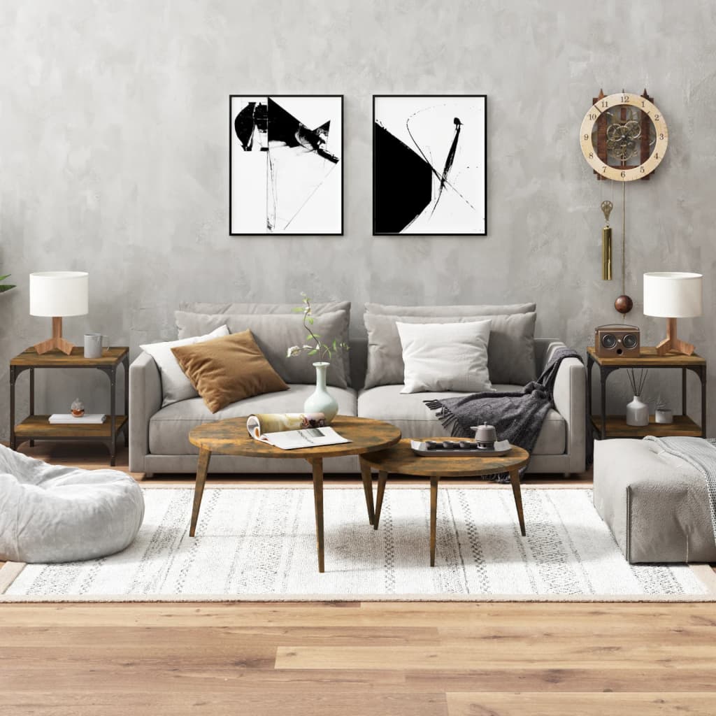 vidaXL Side Tables 2 pcs Smoked Oak 40x40x40 cm Engineered Wood