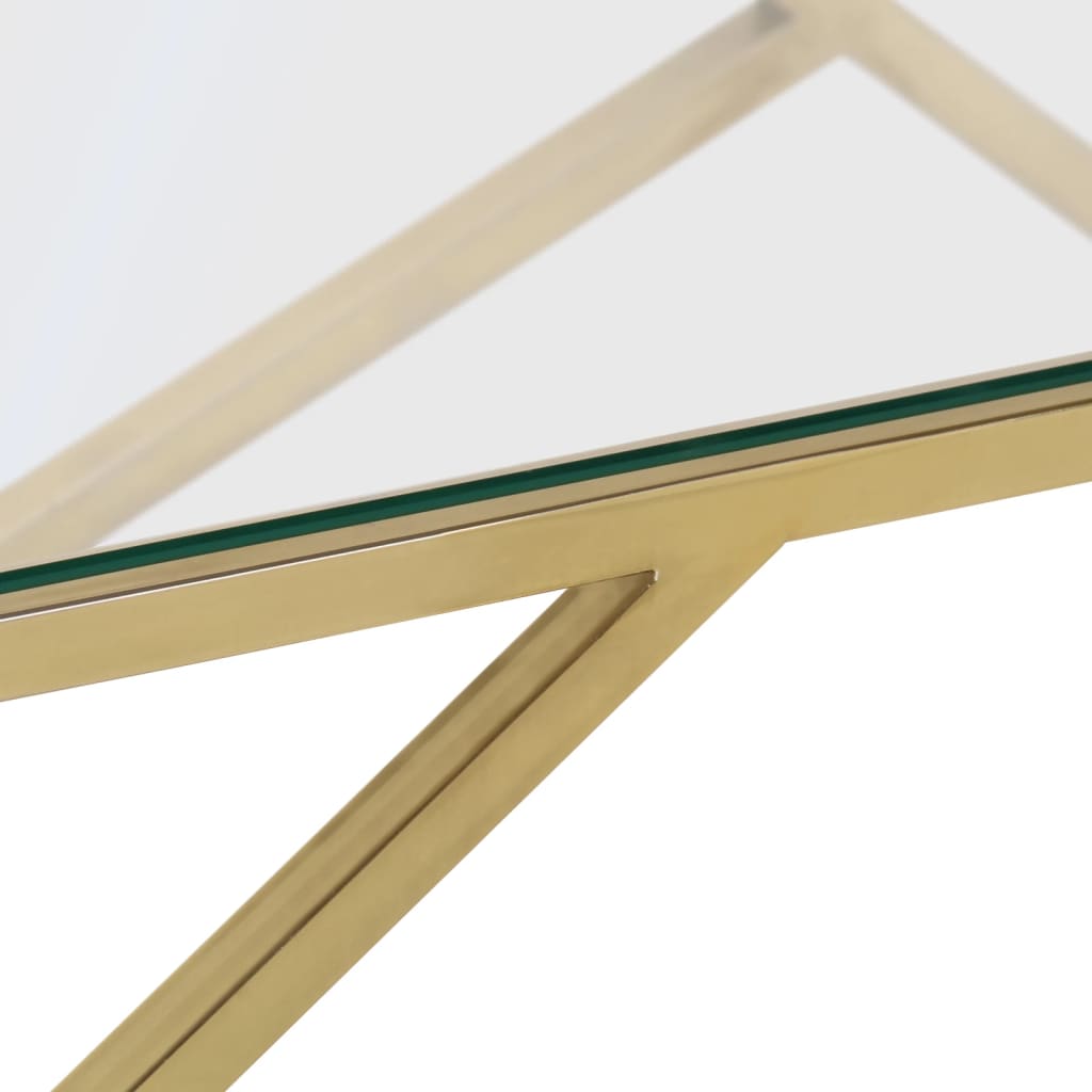 vidaXL Coffee Table Gold Stainless Steel and Tempered Glass