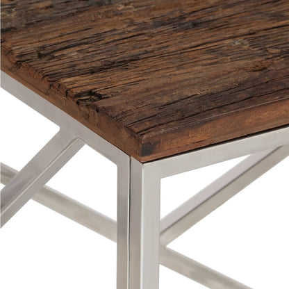 vidaXL Coffee Table Silver Stainless Steel and Solid Sleeper Wood
