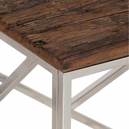 vidaXL Coffee Table Silver Stainless Steel and Solid Sleeper Wood
