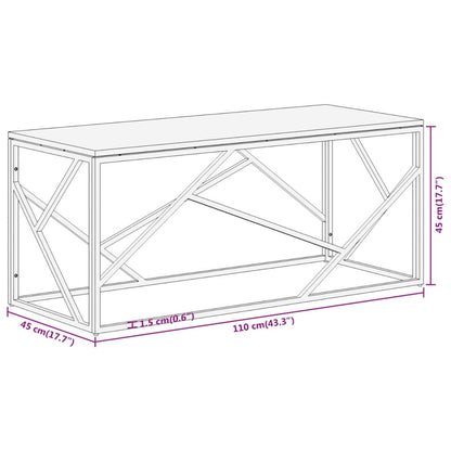 vidaXL Coffee Table Silver Stainless Steel and Solid Sleeper Wood