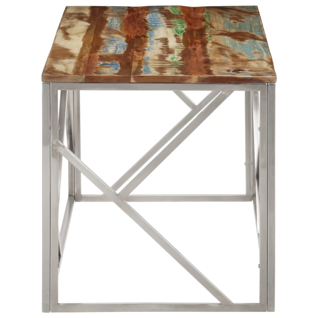 vidaXL Coffee Table Silver Stainless Steel and Solid Reclaimed Wood