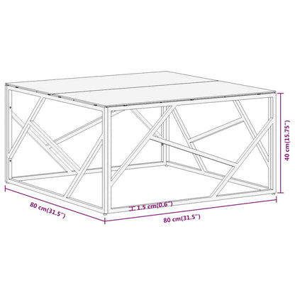 vidaXL Coffee Table Silver Stainless Steel and Tempered Glass
