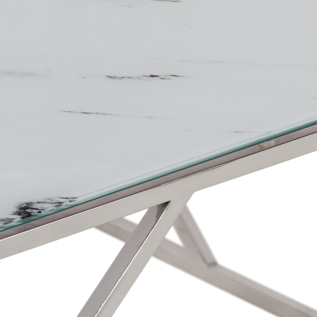 vidaXL Coffee Table Silver Stainless Steel and Tempered Glass