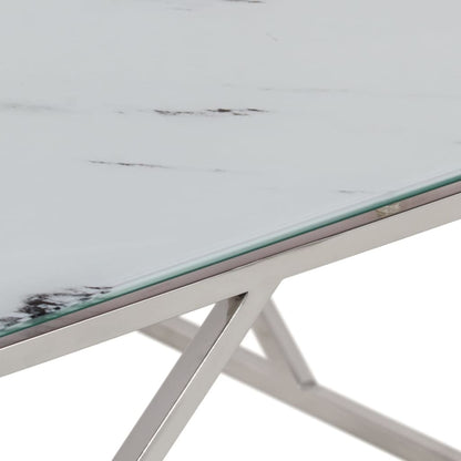 vidaXL Coffee Table Silver Stainless Steel and Tempered Glass