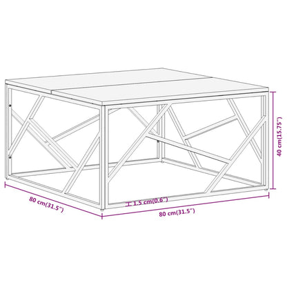vidaXL Coffee Table Silver Stainless Steel and Solid Acacia Wood