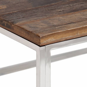 vidaXL Coffee Table Silver Stainless Steel and Solid Wood Sleeper