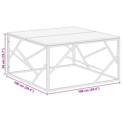 vidaXL Coffee Table Silver Stainless Steel and Solid Wood Acacia