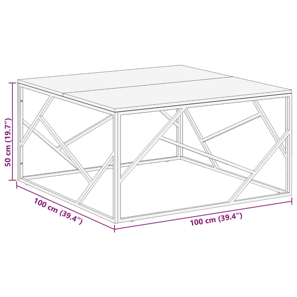 vidaXL Coffee Table Silver Stainless Steel and Solid Wood Reclaimed