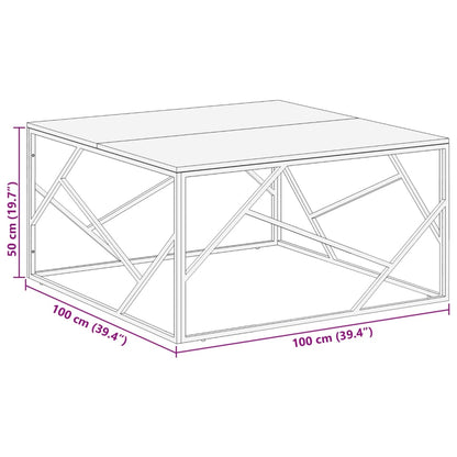 vidaXL Coffee Table Silver Stainless Steel and Solid Wood Reclaimed