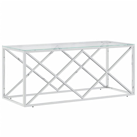 vidaXL Coffee Table 110x45x45 cm Stainless Steel and Glass