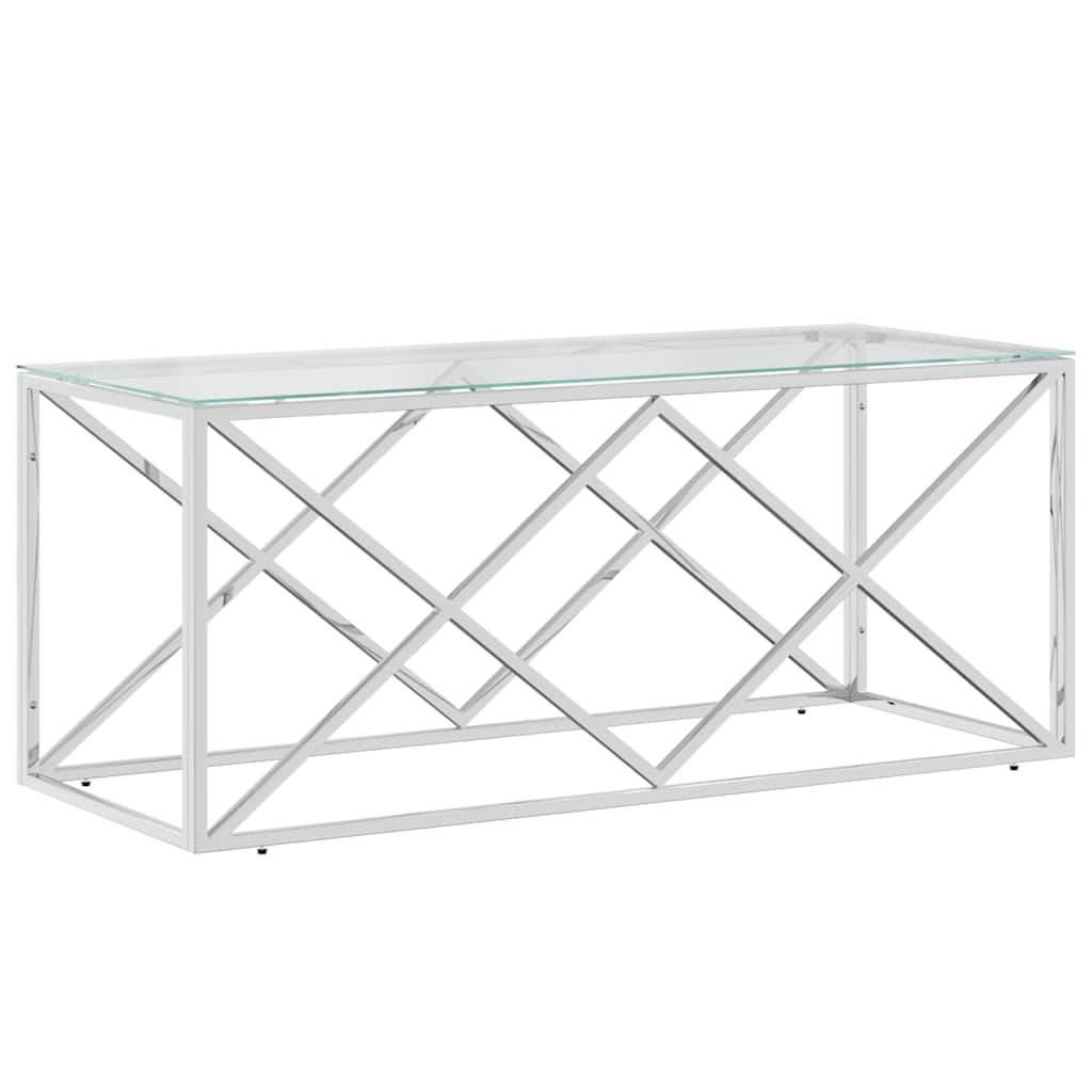 vidaXL Coffee Table 110x45x45 cm Stainless Steel and Glass
