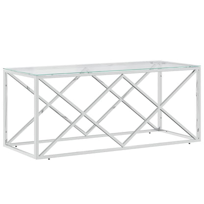 vidaXL Coffee Table 110x45x45 cm Stainless Steel and Glass