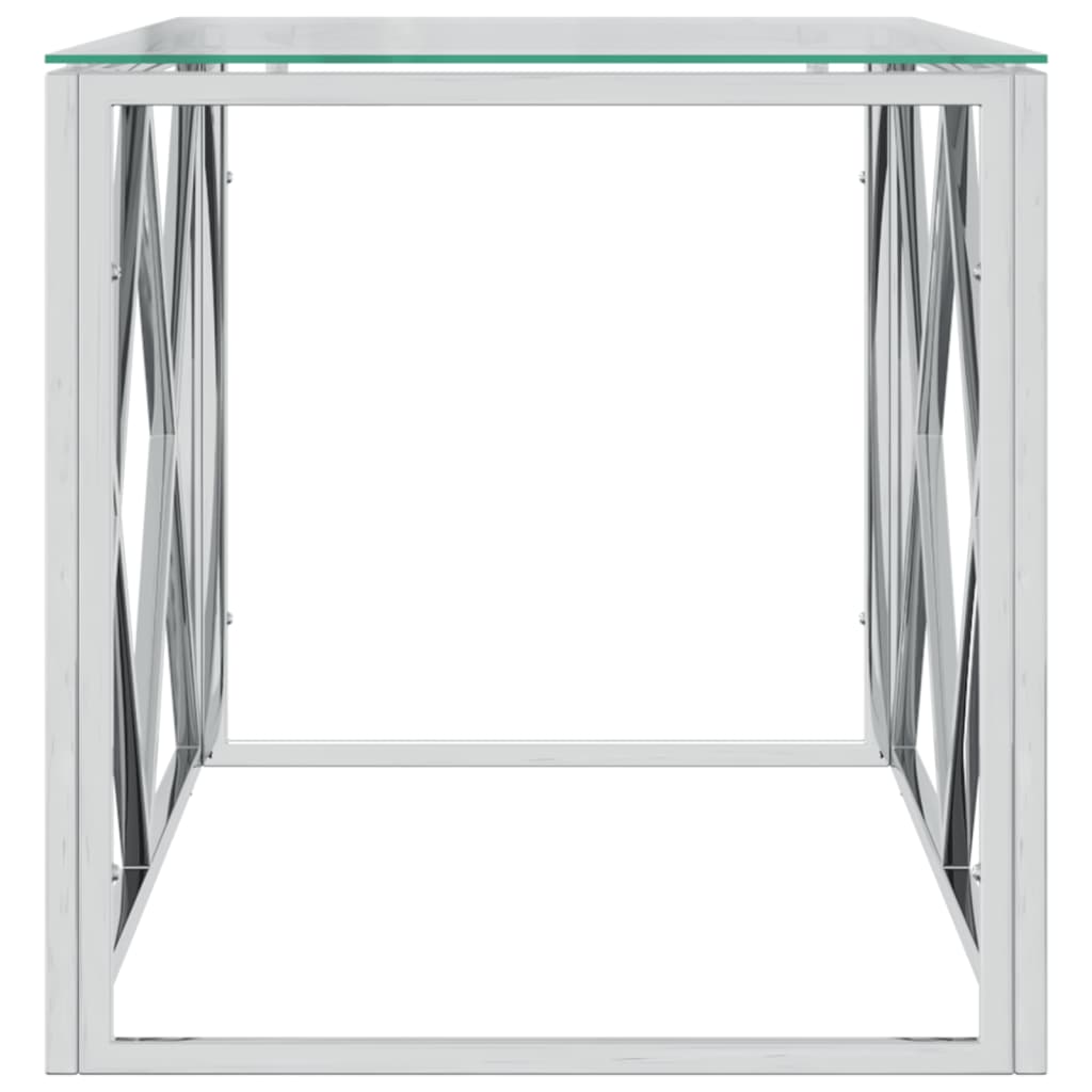 vidaXL Coffee Table 110x45x45 cm Stainless Steel and Glass