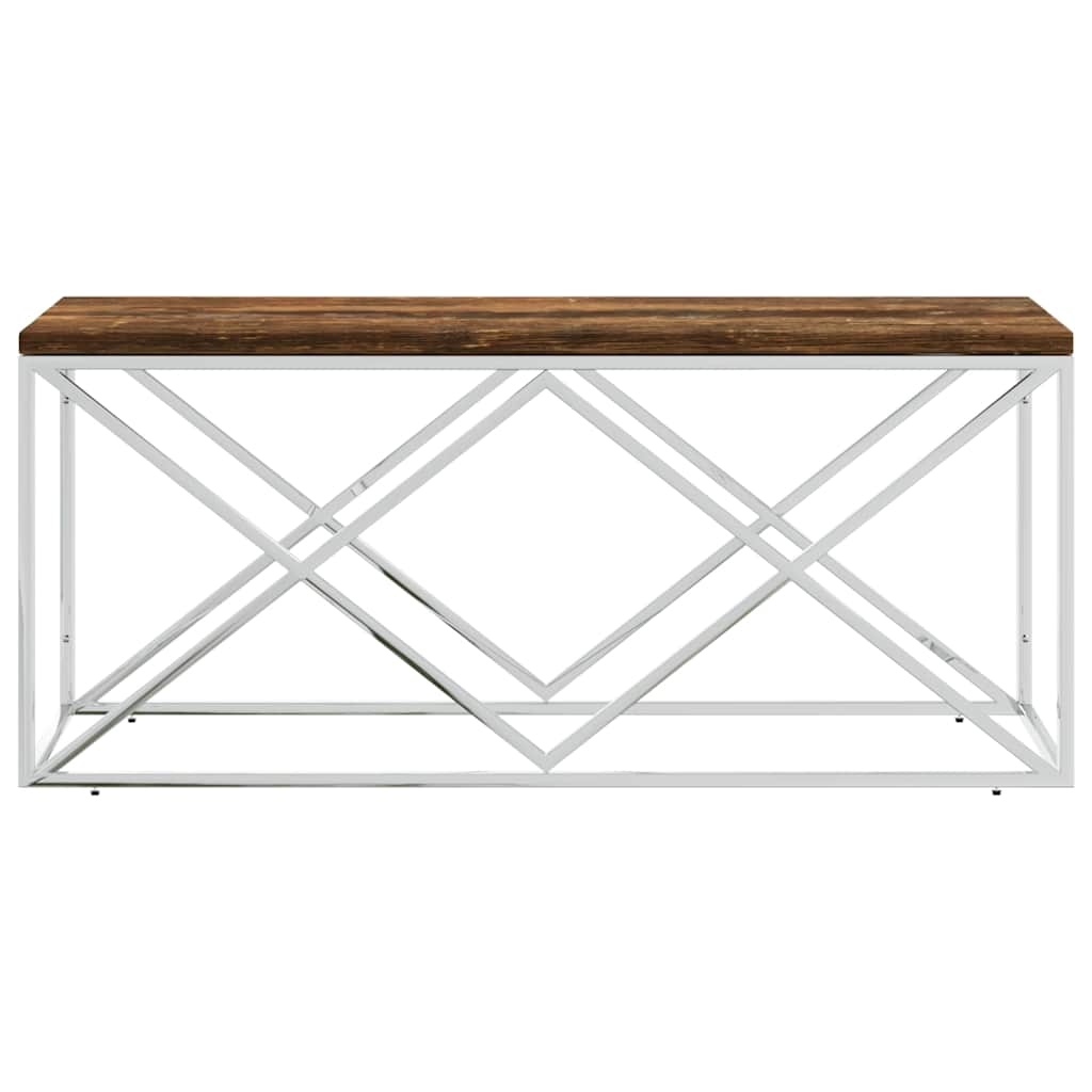 vidaXL Coffee Table Stainless Steel and Solid Wood Reclaimed