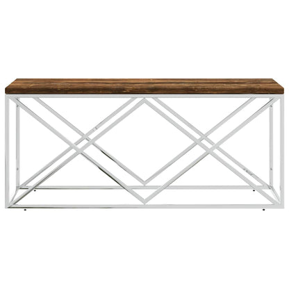 vidaXL Coffee Table Stainless Steel and Solid Wood Reclaimed