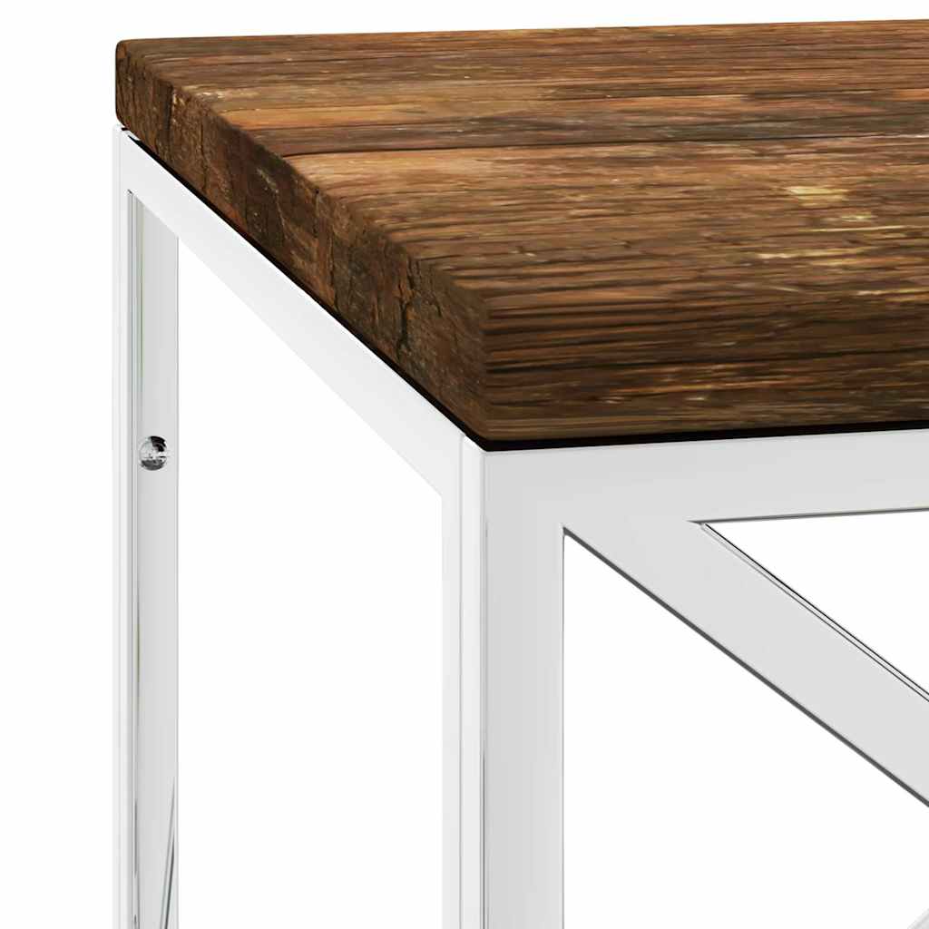 vidaXL Coffee Table Stainless Steel and Solid Wood Reclaimed