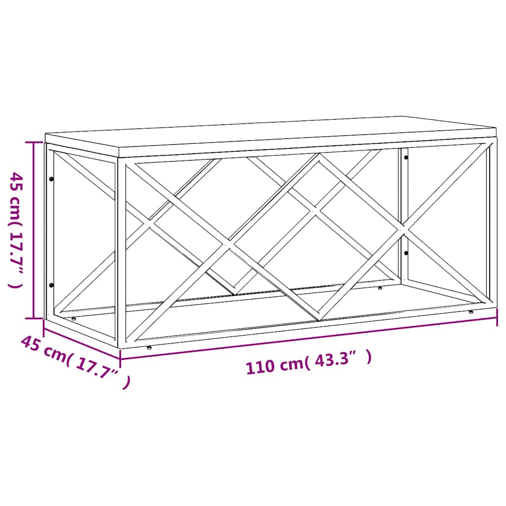 vidaXL Coffee Table Stainless Steel and Solid Wood Reclaimed